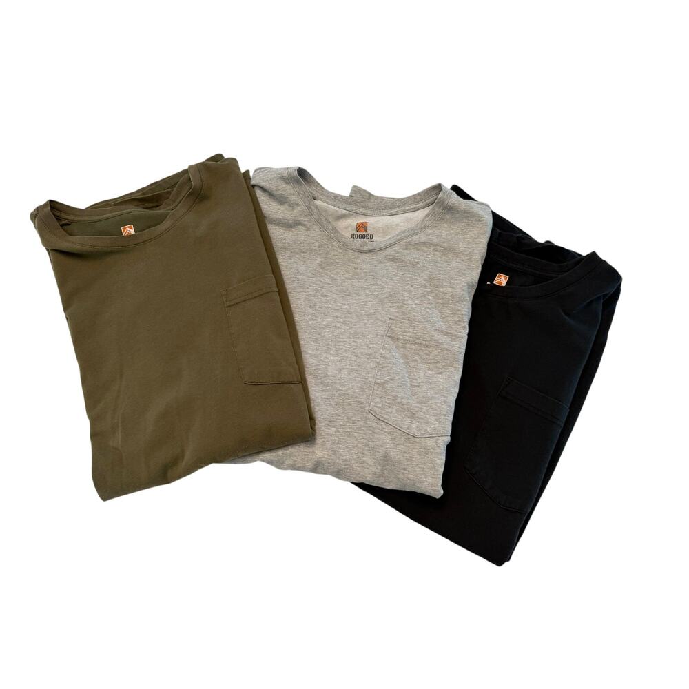 Rugged Elements Pocket T-Shirt Lot of 3 XXL Gray Black Olive Utility Work Tees